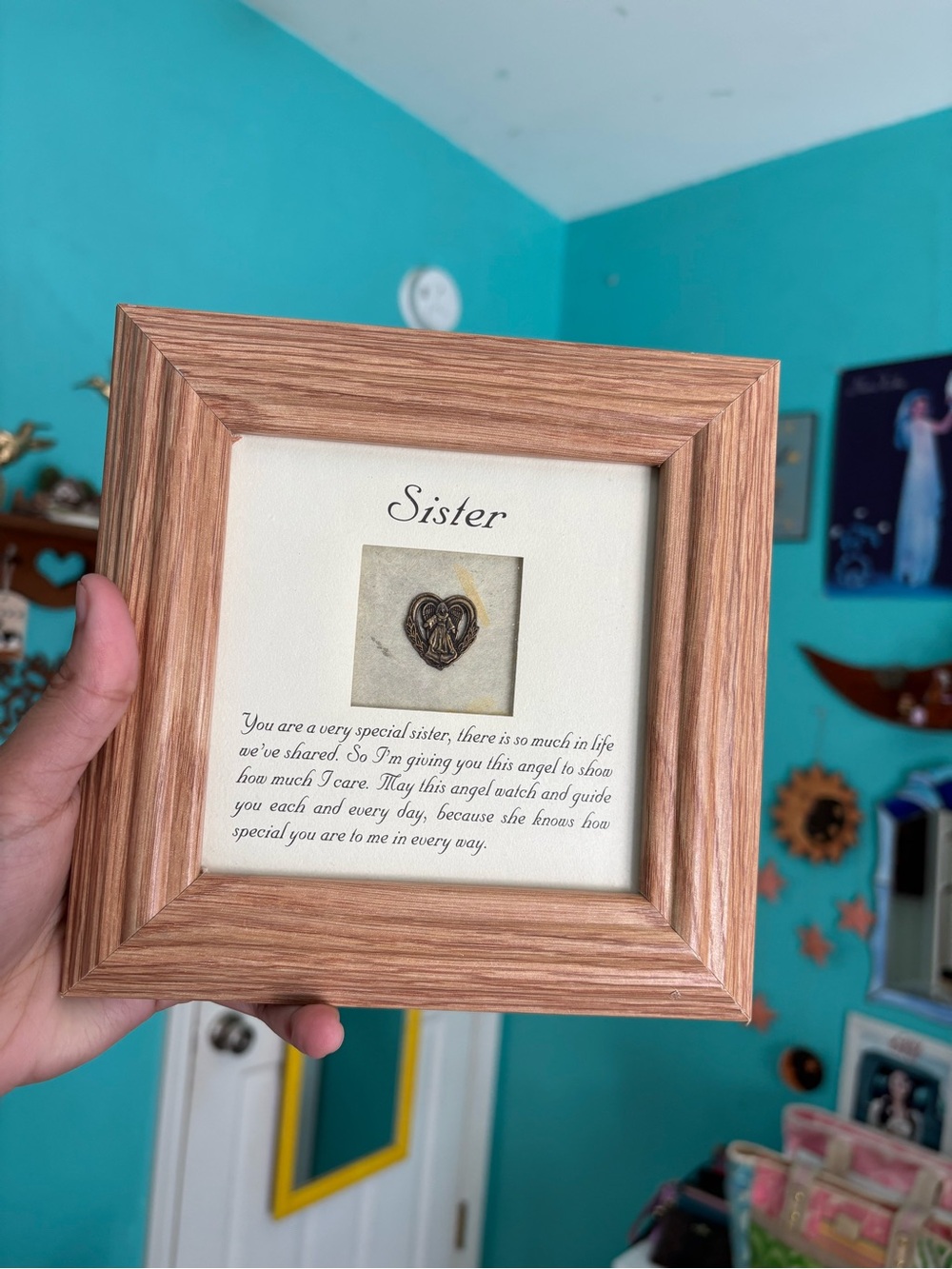 Vintage 2000 Frangels Sister Angel Tabletop Shadowbox Wood Frame 👼✨